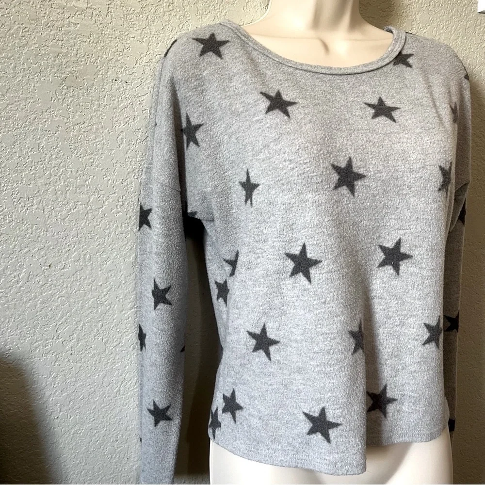 Love Wins Long Sleeve Gray Star Crop Top Size S